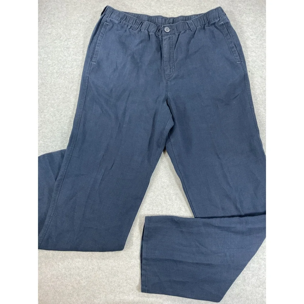 Tommy Bahama Relax Mens Navy 100% Linen Elastic Waist Drawstring Pants L 2724